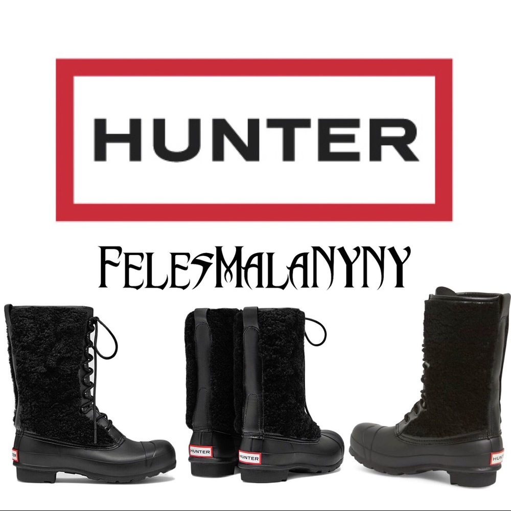 Hunter Shearling Waterproof Black Winter Boot $295